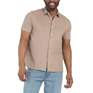 KENNETH COLE Taupe Soft Knit Button Front Shirt